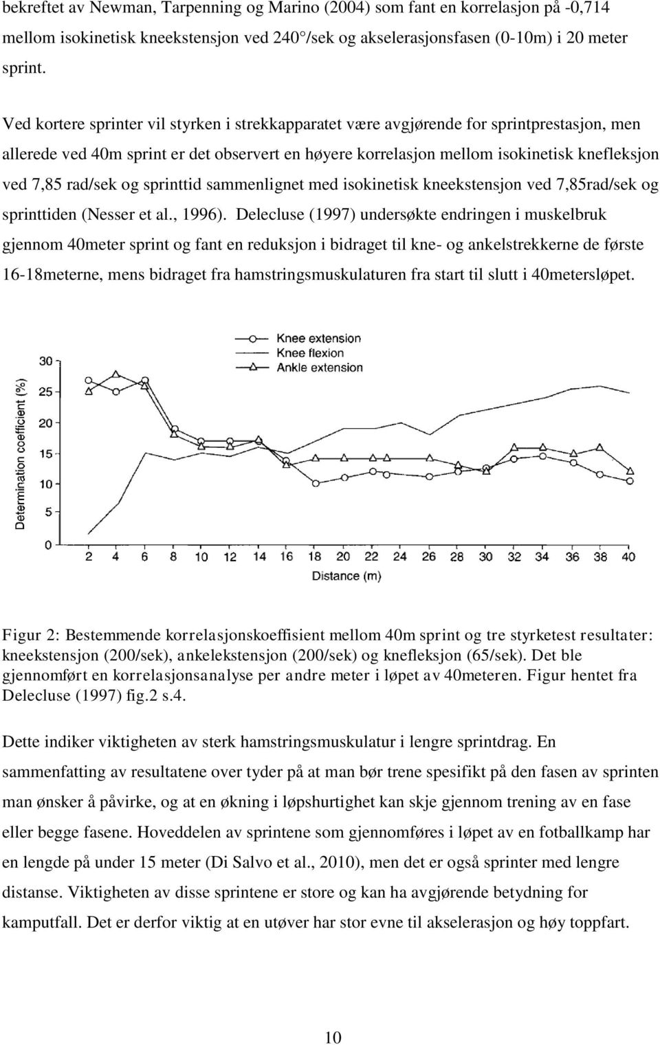 rad/sek og sprinttid sammenlignet med isokinetisk kneekstensjon ved 7,85rad/sek og sprinttiden (Nesser et al., 1996).