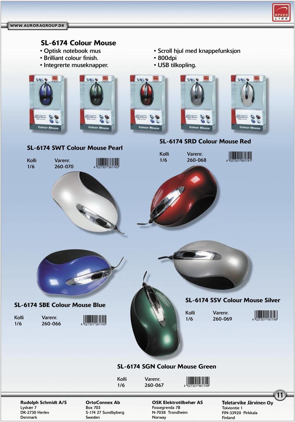 SL-6174 SWT Colour Mouse Pearl 1/6 260-070 4<ANHDLM=dgbhec> SL-6174 SRD Colour Mouse Red 1/6 260-068