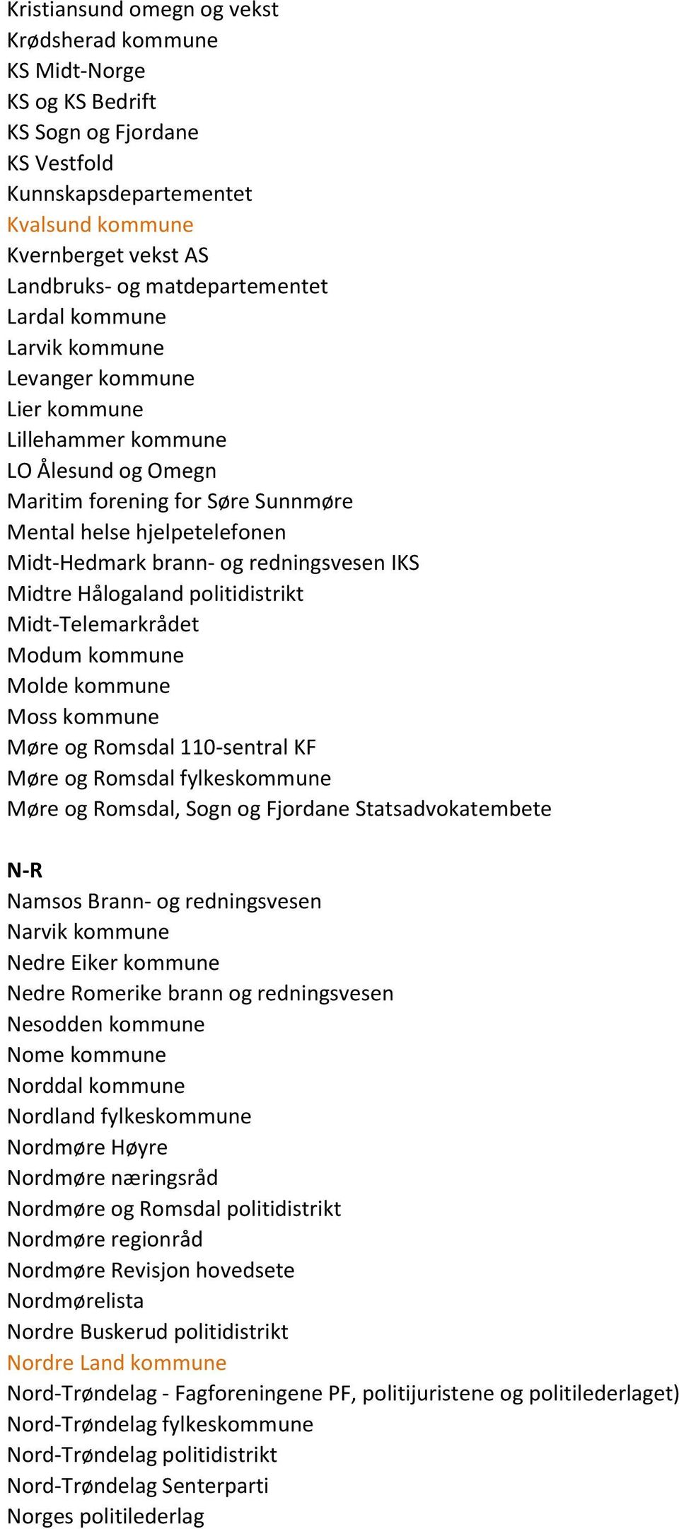 brann- og redningsvesen IKS Midtre Hålogaland politidistrikt Midt-Telemarkrådet Modum kommune Molde kommune Moss kommune Møre og Romsdal 110-sentral KF Møre og Romsdal fylkeskommune Møre og Romsdal,