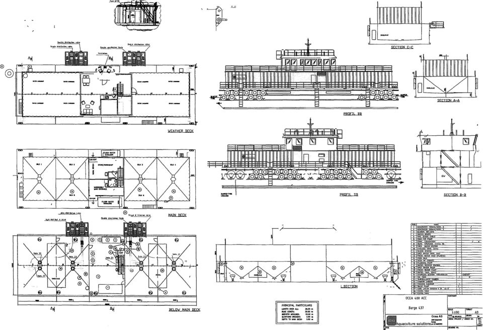 PROFD SB SECTION B-B L 2111211 XA2 1 410 2203 u.44.1,,444., n 141.1..MAIN DECK 4 242 14 1 n 3 4.42 L,SECTION. OCEA 400 ACC GC412.20,1 102122A 400, 3 SE C 41014 2031 42122, 01.