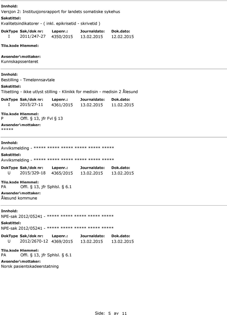 2015 Kunnskapssenteret Bestilling - Timelønnsavtale Tilsetting - ikke utlyst stilling - Klinikk for medisin - medisin 2