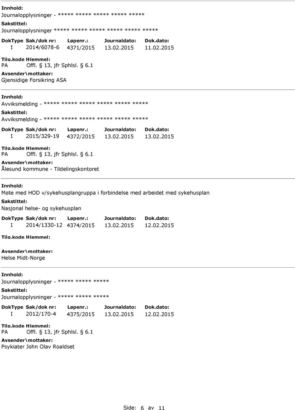 med arbeidet med sykehusplan Nasjonal helse- og sykehusplan 2014/1330-12 4374/2015 12.02.