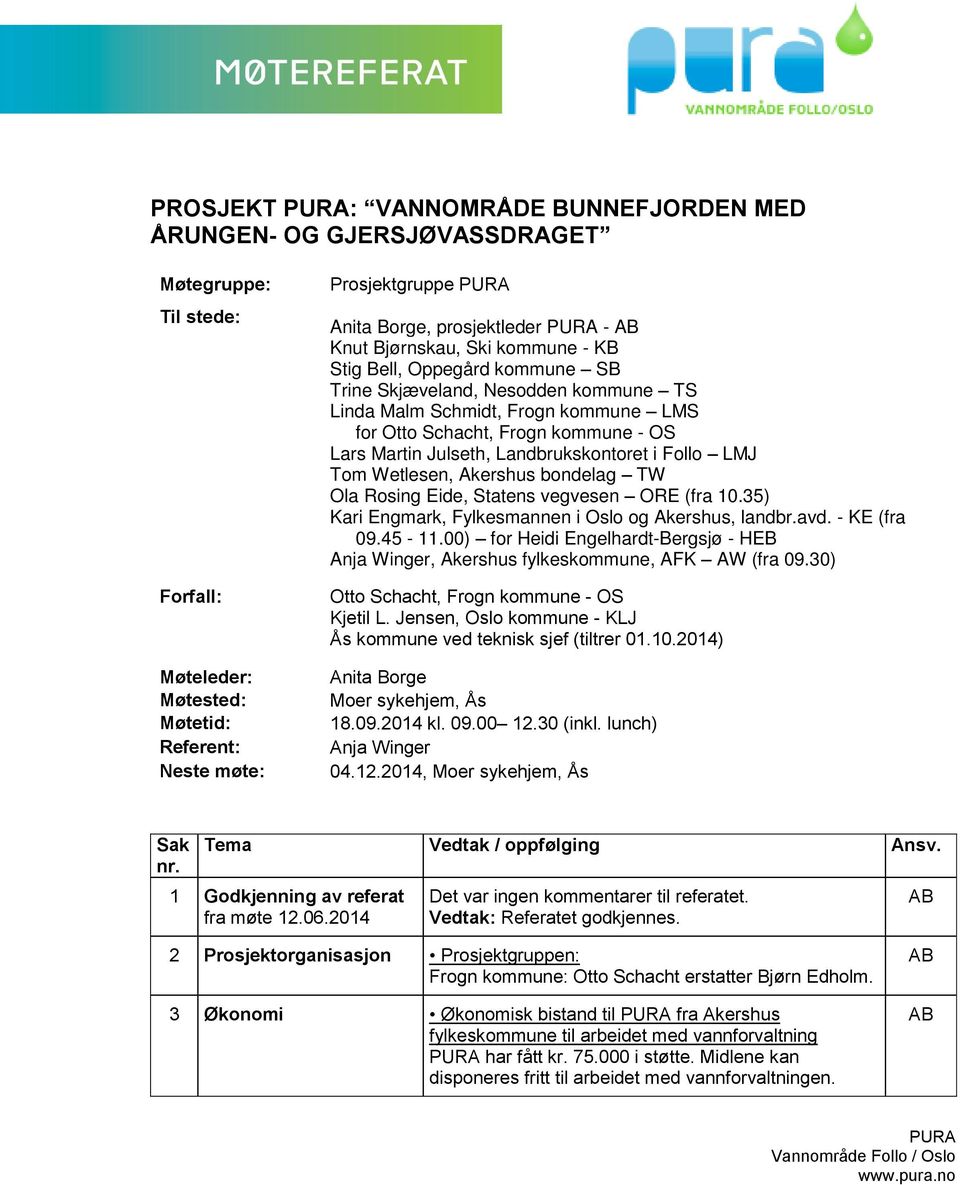 Lars Martin Julseth, Landbrukskontoret i Follo LMJ Tom Wetlesen, Akershus bondelag TW Ola Rosing Eide, Statens vegvesen ORE (fra 10.35) Kari Engmark, Fylkesmannen i Oslo og Akershus, landbr.avd.