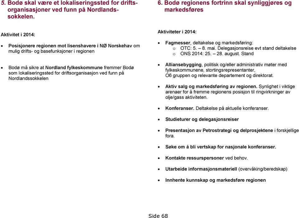 Fagmesser, deltakelse og markedsføring: o OTC: 5. 8. mai. Delegasjonsreise evt stand deltakelse o ONS 2014: 25. 28. august.