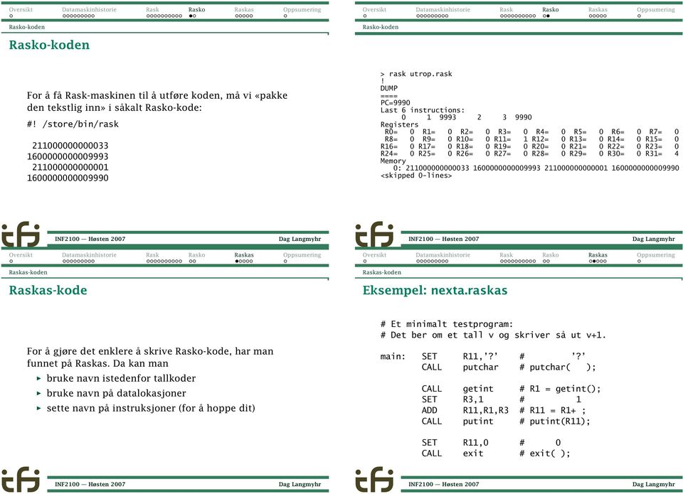 R19= 0 R20= 0 R21= 0 R22= 0 R23= 0 R24= 0 R25= 0 R26= 0 R27= 0 R28= 0 R29= 0 R30= 0 R31= 4 Memory 0: 211000000000033 1600000000009993 211000000000001 1600000000009990 <skipped 0 lines> kode Eksempel: