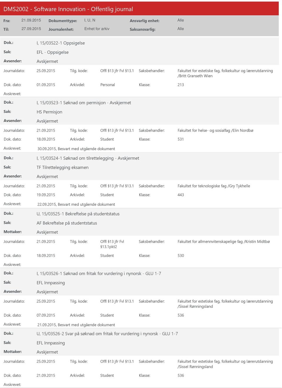 kode: Fakultet for teknologiske fag /Gry Tykhelle Dok. dato: 19.09.2015 Arkivdel: Student 22.09.2015, Besvart med utgående dokument, 15/03525-1 Bekreftelse på studentstatus AF Bekreftelse på studentstatus Journaldato: Tilg.