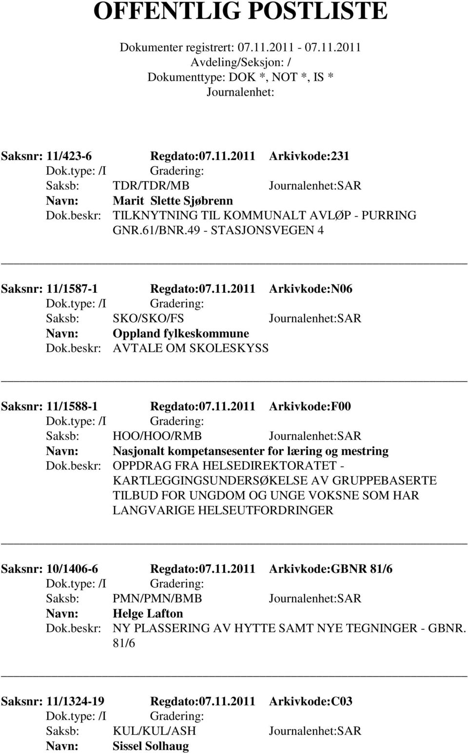 beskr: OPPDRAG FRA HELSEDIREKTORATET - KARTLEGGINGSUNDERSØKELSE AV GRUPPEBASERTE TILBUD FOR UNGDOM OG UNGE VOKSNE SOM HAR LANGVARIGE HELSEUTFORDRINGER Saksnr: 10/1406-6 Regdato:07.11.