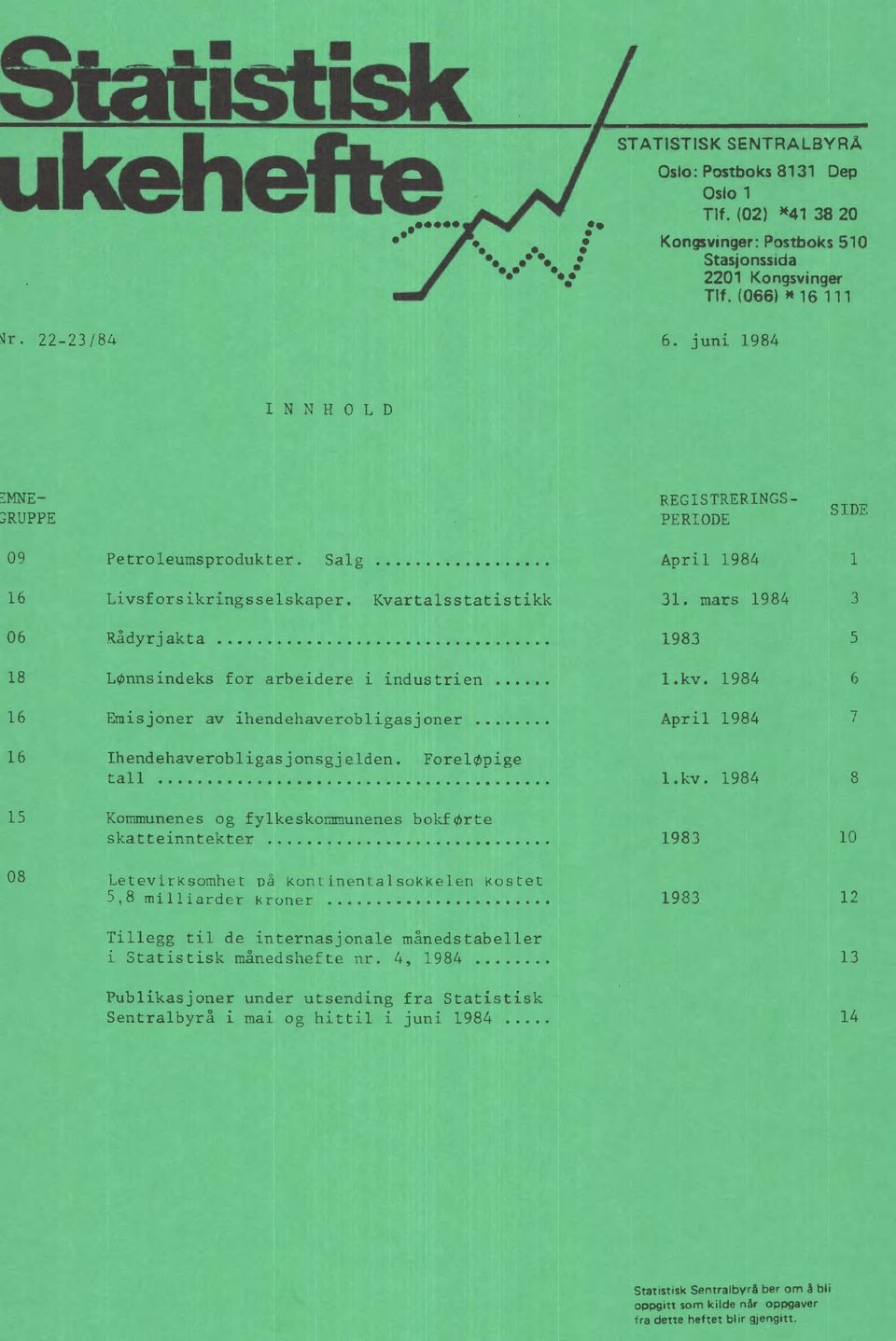 1984 6 16 Emisjoner av ihendehaverobligasjoner April 1984 7 16 Ihendehaverobligasjonsgjelden. ForelØpige tall l.kv.