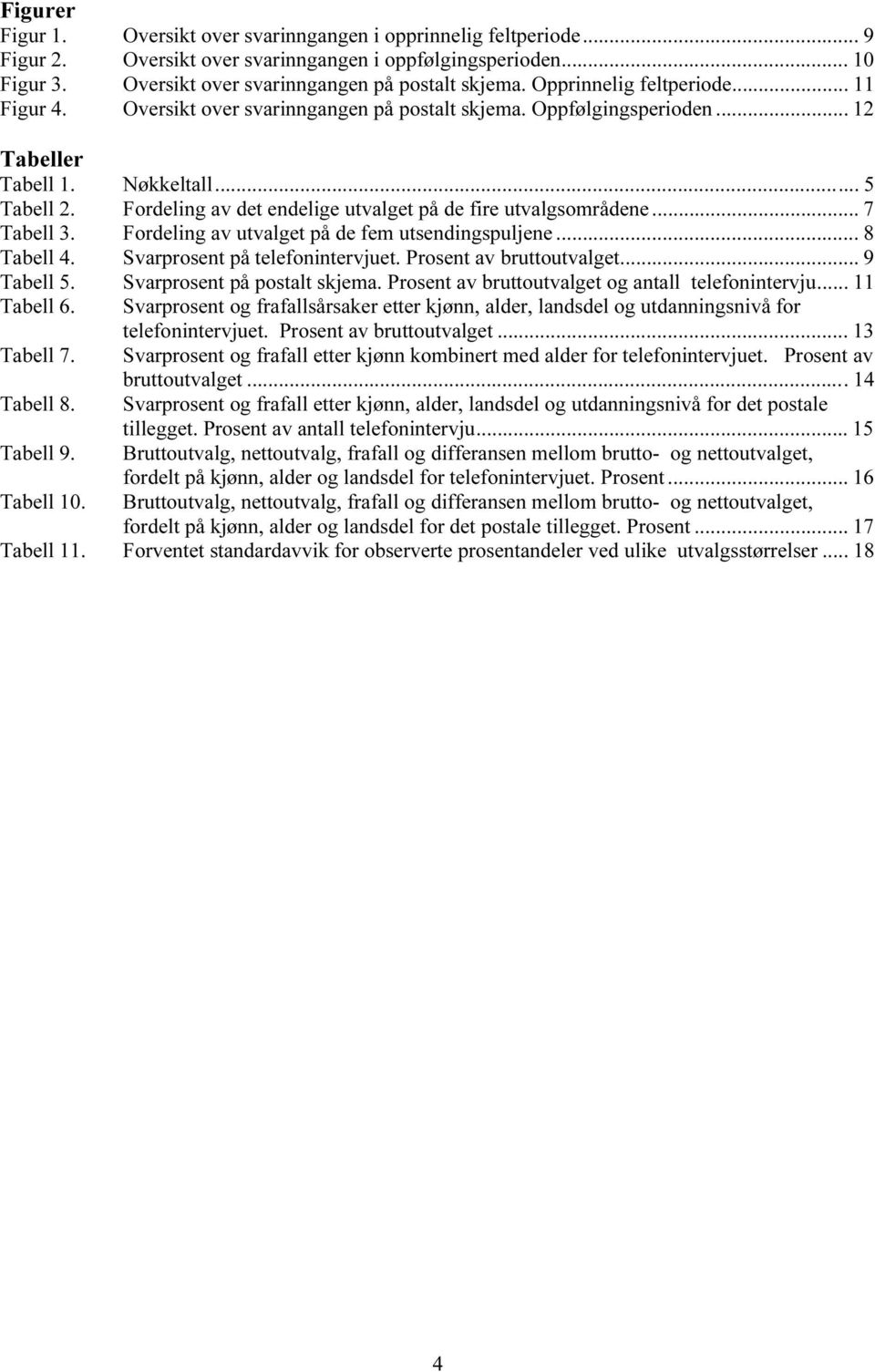 Fordeling av det endelige utvalget på de fire utvalgsområdene... 7 Tabell 3. Fordeling av utvalget på de fem utsendingspuljene... 8 Tabell 4. Svarprosent på telefonintervjuet.