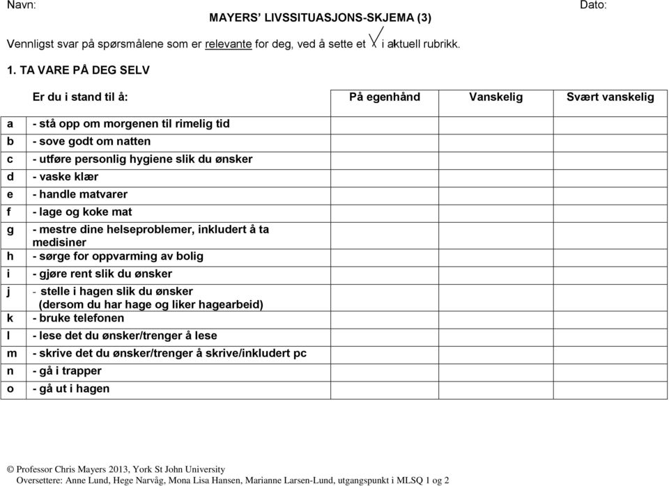 vsk klær - hnl mtvrr - lg og kok mt - mstr in hlsprolmr, inklurt å t misinr - sørg for oppvrming v olig - gjør rnt slik u ønskr - stll i hgn slik u ønskr (rsom u hr hg og likr