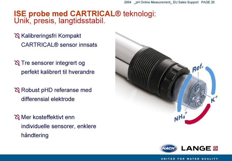 Sales Support PAGE 20 Tre sensorer integrert og perfekt kalibrert til hverandre