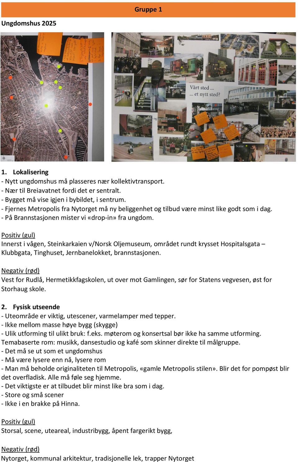 Positiv (gul) Innerst i vågen, Steinkarkaien v/norsk Oljemuseum, området rundt krysset Hospitalsgata Klubbgata, Tinghuset, Jernbanelokket, brannstasjonen.