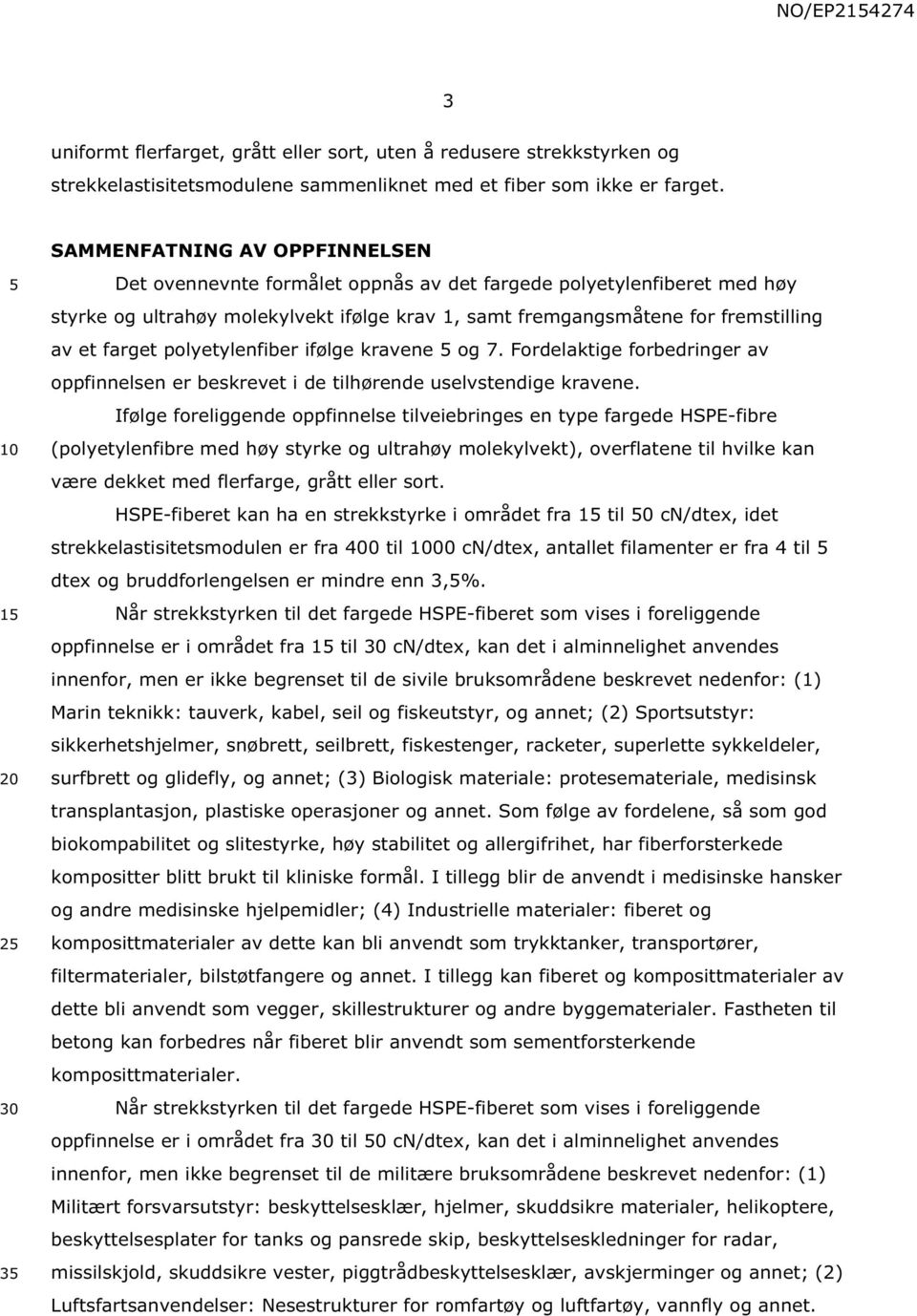 farget polyetylenfiber ifølge kravene og 7. Fordelaktige forbedringer av oppfinnelsen er beskrevet i de tilhørende uselvstendige kravene.