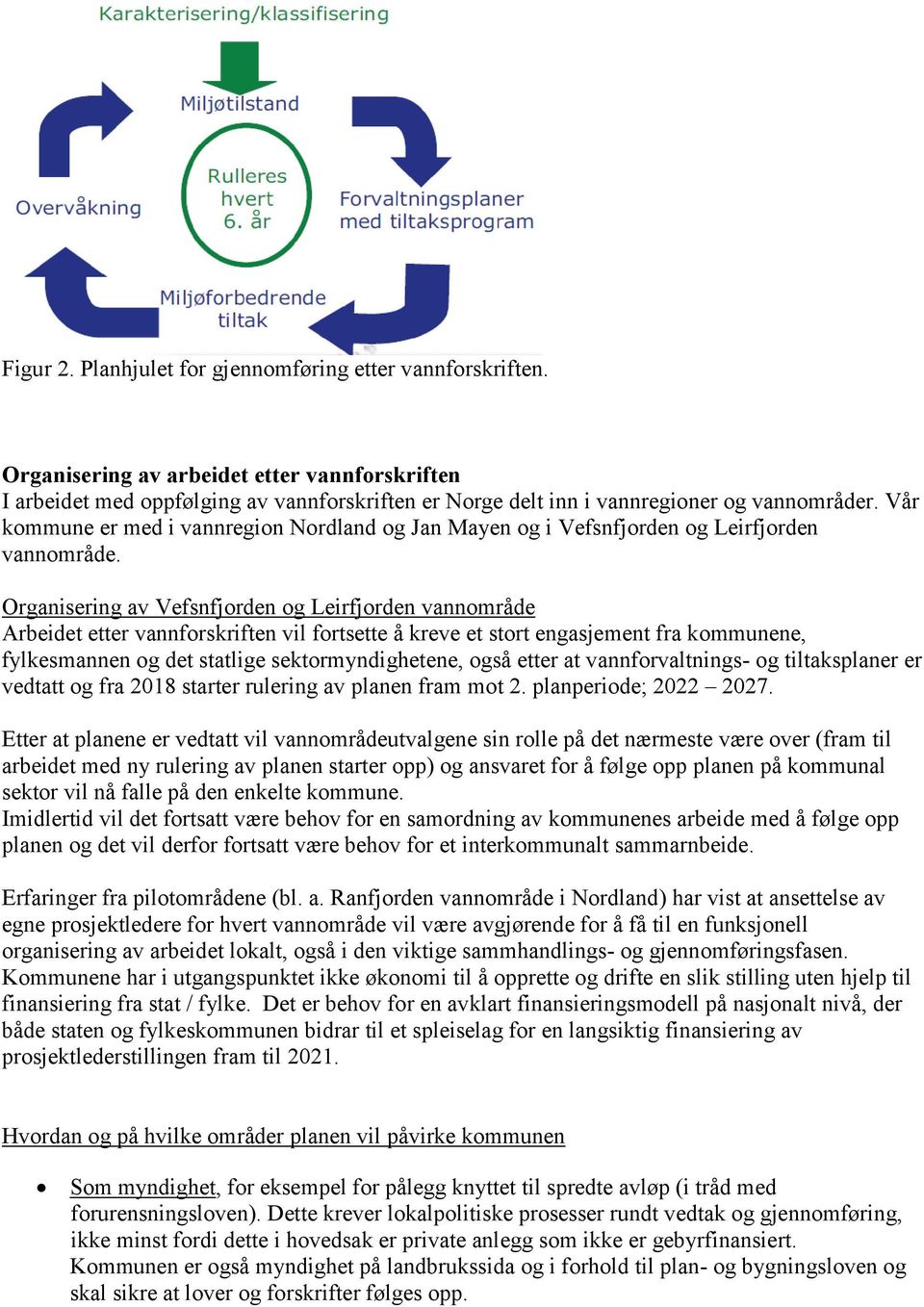 Vår kommune er med i vannregion Nordland og Jan Mayen og i Vefsnfjorden og Leirfjorden vannområde.