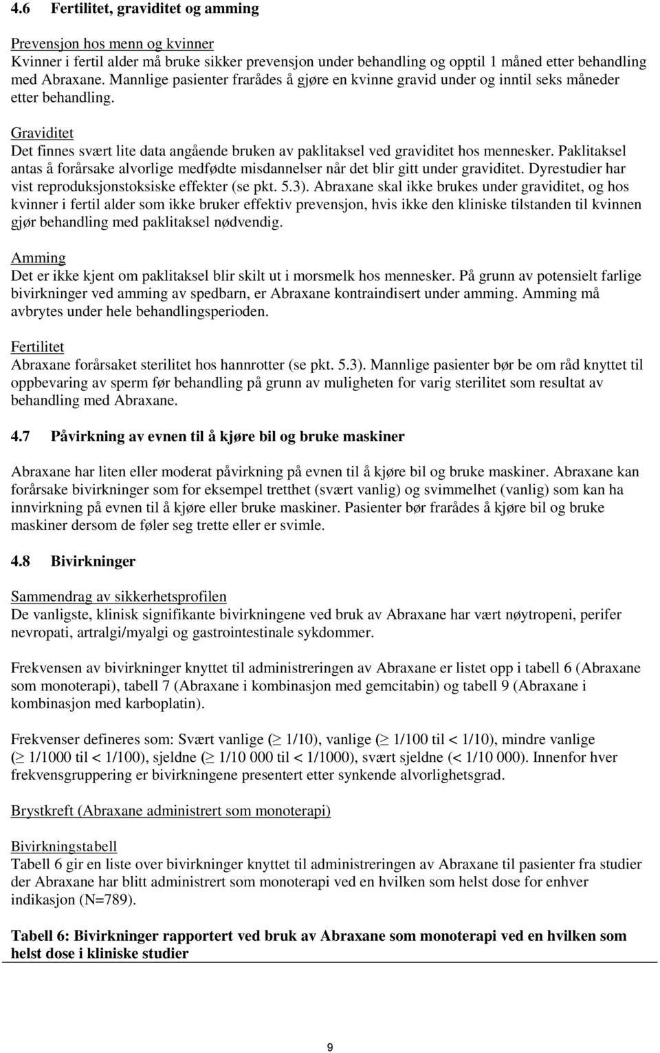 Paklitaksel antas å forårsake alvorlige medfødte misdannelser når det blir gitt under graviditet. Dyrestudier har vist reproduksjonstoksiske effekter (se pkt. 5.3).