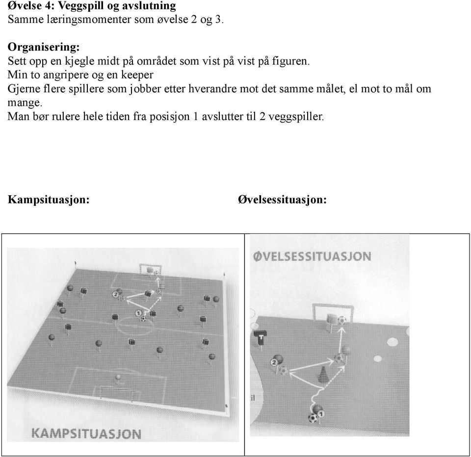 Min to angripere og en keeper Gjerne flere spillere som jobber etter hverandre mot