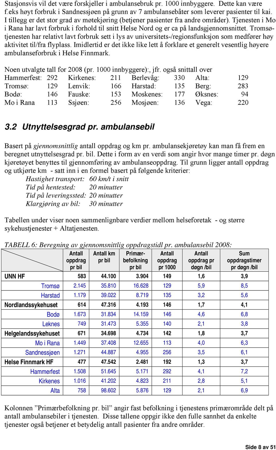 Tromsøtjenesten har relativt lavt forbruk sett i lys av universitets-/regionsfunksjon som medfører høy aktivitet til/fra flyplass.