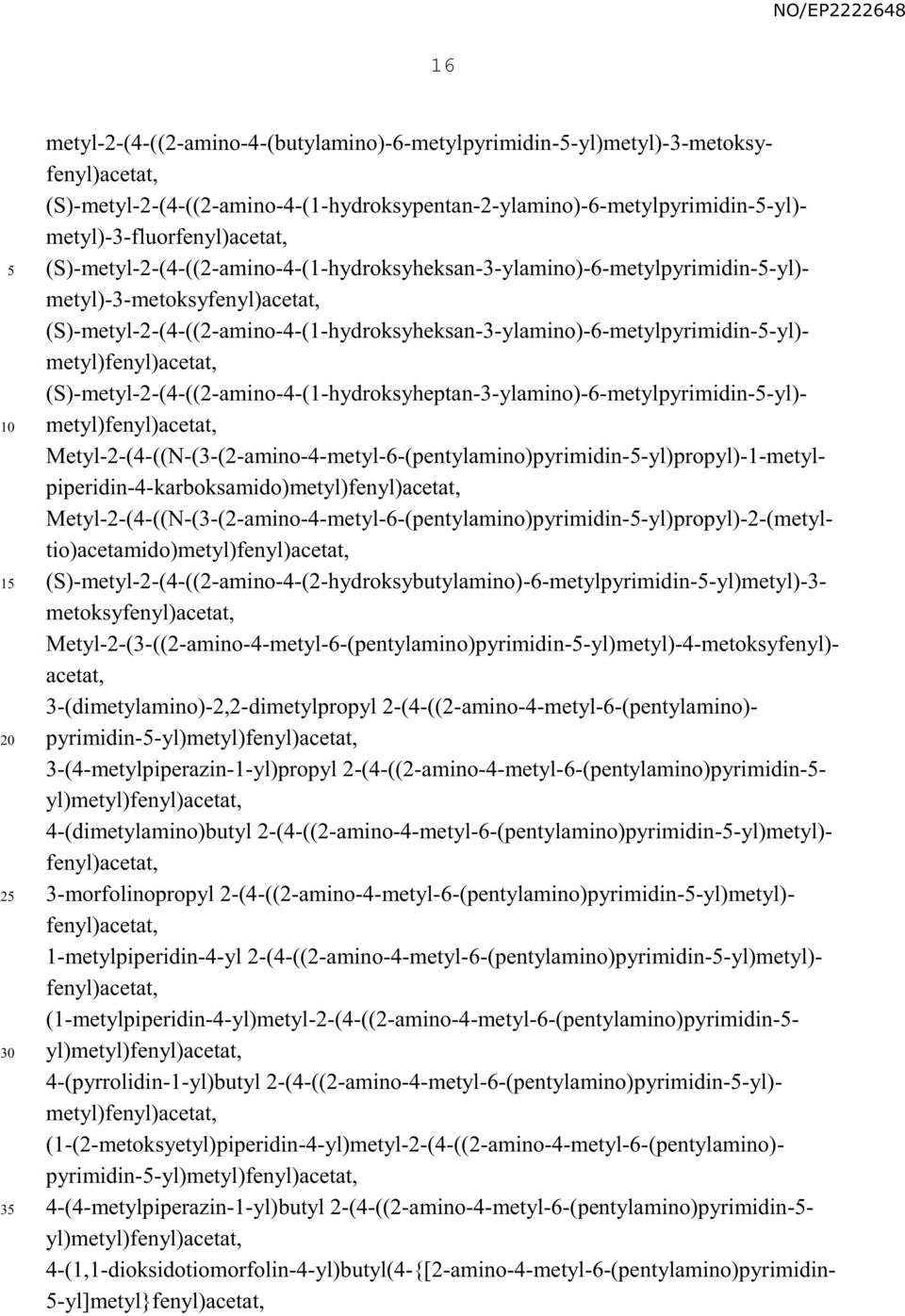 (S)-metyl-2-(4-((2-amino-4-(1-hydroksyheksan-3-ylamino)-6-metylpyrimidin--yl)- metyl)fenyl)acetat, (S)-metyl-2-(4-((2-amino-4-(1-hydroksyheptan-3-ylamino)-6-metylpyrimidin--yl)- metyl)fenyl)acetat,