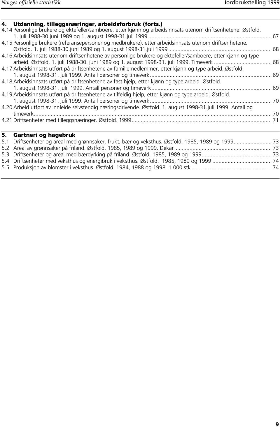 15 Personlige brukere (referansepersoner og medbrukere), etter arbeidsinnsats utenom driftsenhetene. Østfold. 1. juli 1988-30.juni 1989 og 1. august 1998-31.juli 1999... 68 4.