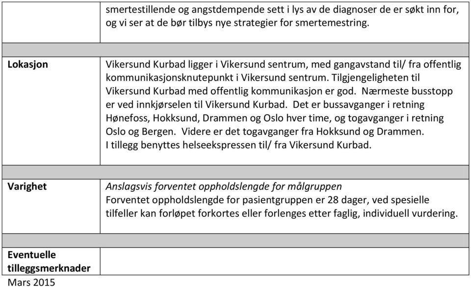 Tilgjengeligheten til Vikersund Kurbad med offentlig kommunikasjon er god. Nærmeste busstopp er ved innkjørselen til Vikersund Kurbad.