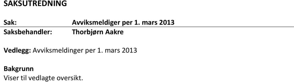 Vedlegg: Avviksmeldinger per 1.