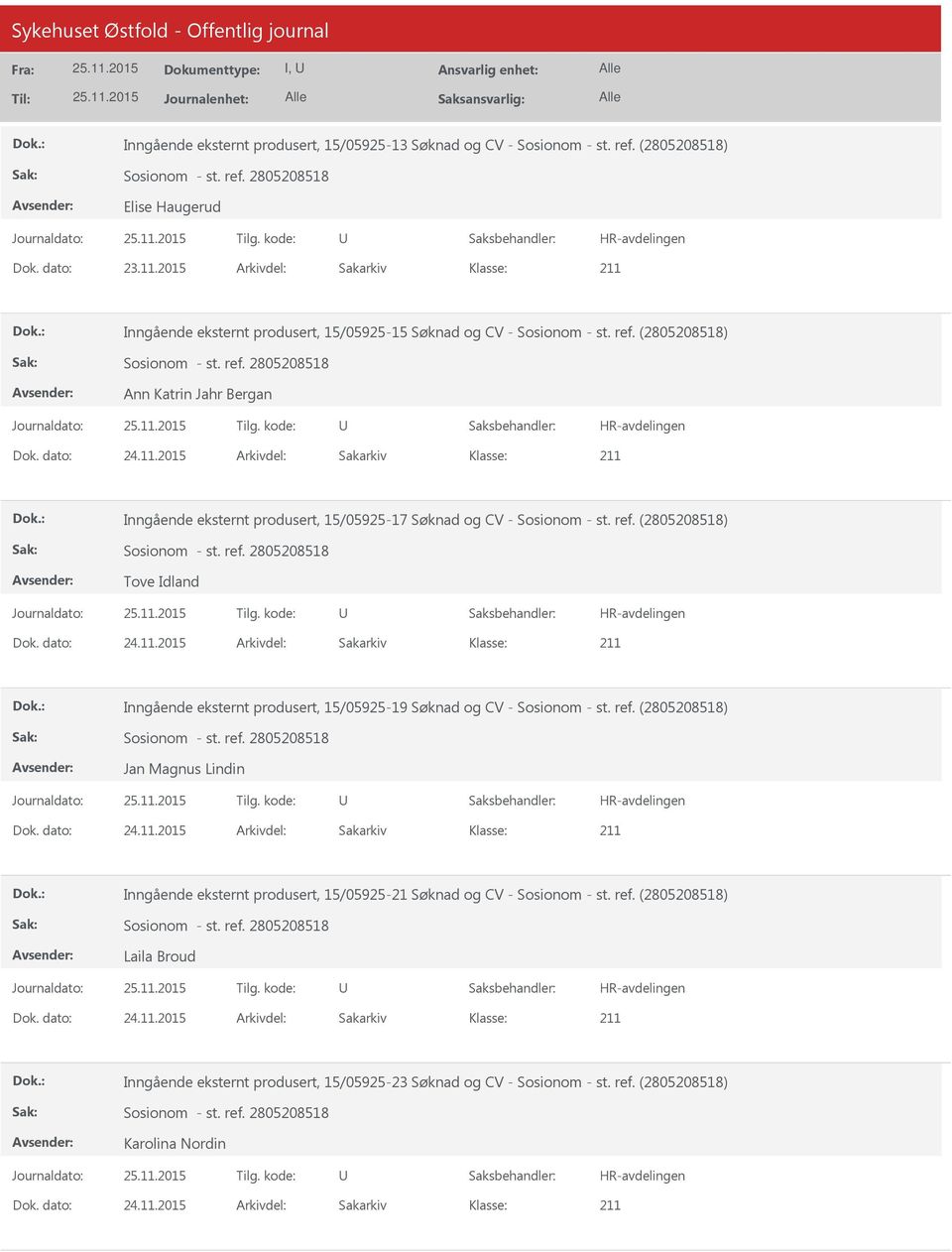 (2805208518) Ann Katrin Jahr Bergan Inngående eksternt produsert, 15/05925-17 Søknad og CV - Sosionom - st. ref.