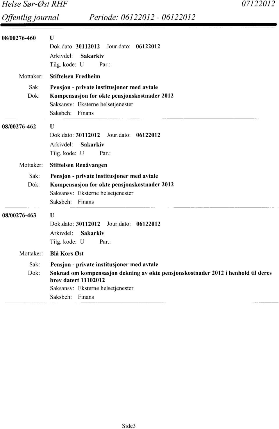 2012 08/00276-463 U Blå Kors Øst Dok: Søknad om kompensasjon dekning av økte