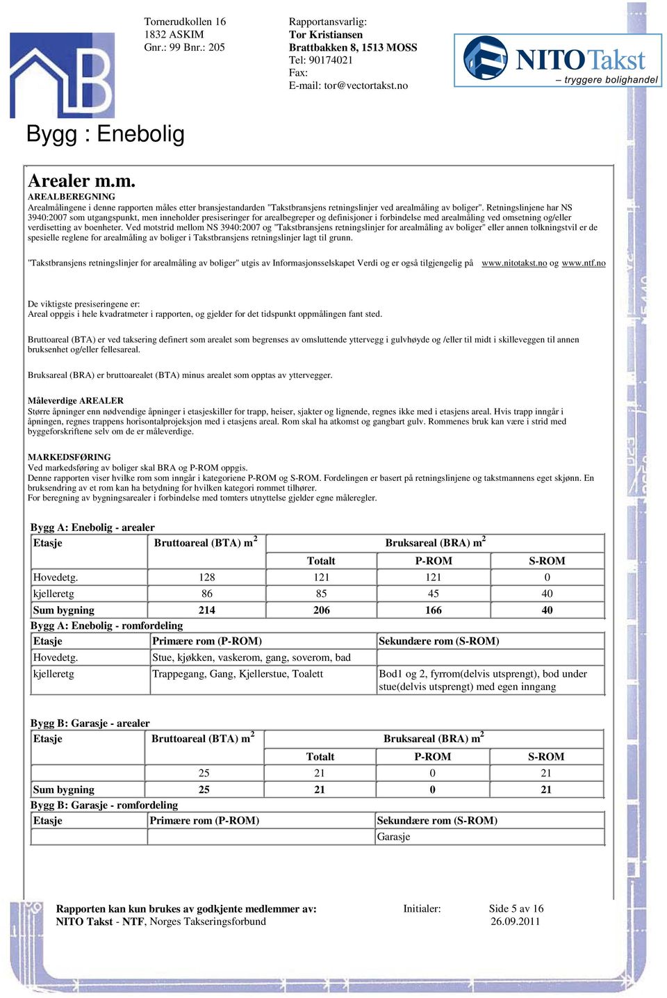 boenheter Ved motstrid mellom NS 3940:2007 og "Takstbransjens retningslinjer for arealmåling av boliger" eller annen tolkningstvil er de spesielle reglene for arealmåling av boliger i Takstbransjens