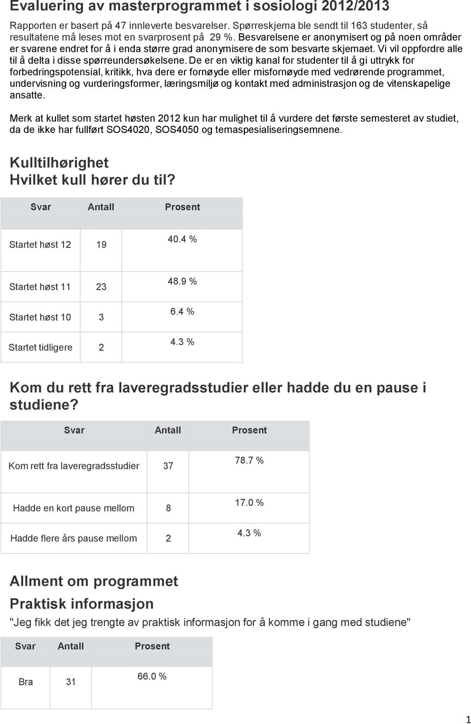 De er en viktig kanal for studenter til å gi uttrykk for forbedringspotensial, kritikk, hva dere er fornøyde eller misfornøyde med vedrørende programmet, undervisning og vurderingsformer,