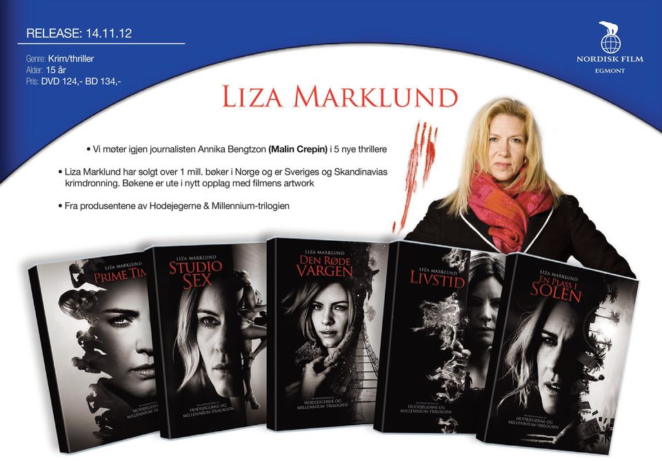 Crepin) i 5 nye thrillere Liza Marklund har solgt over 1 mill.