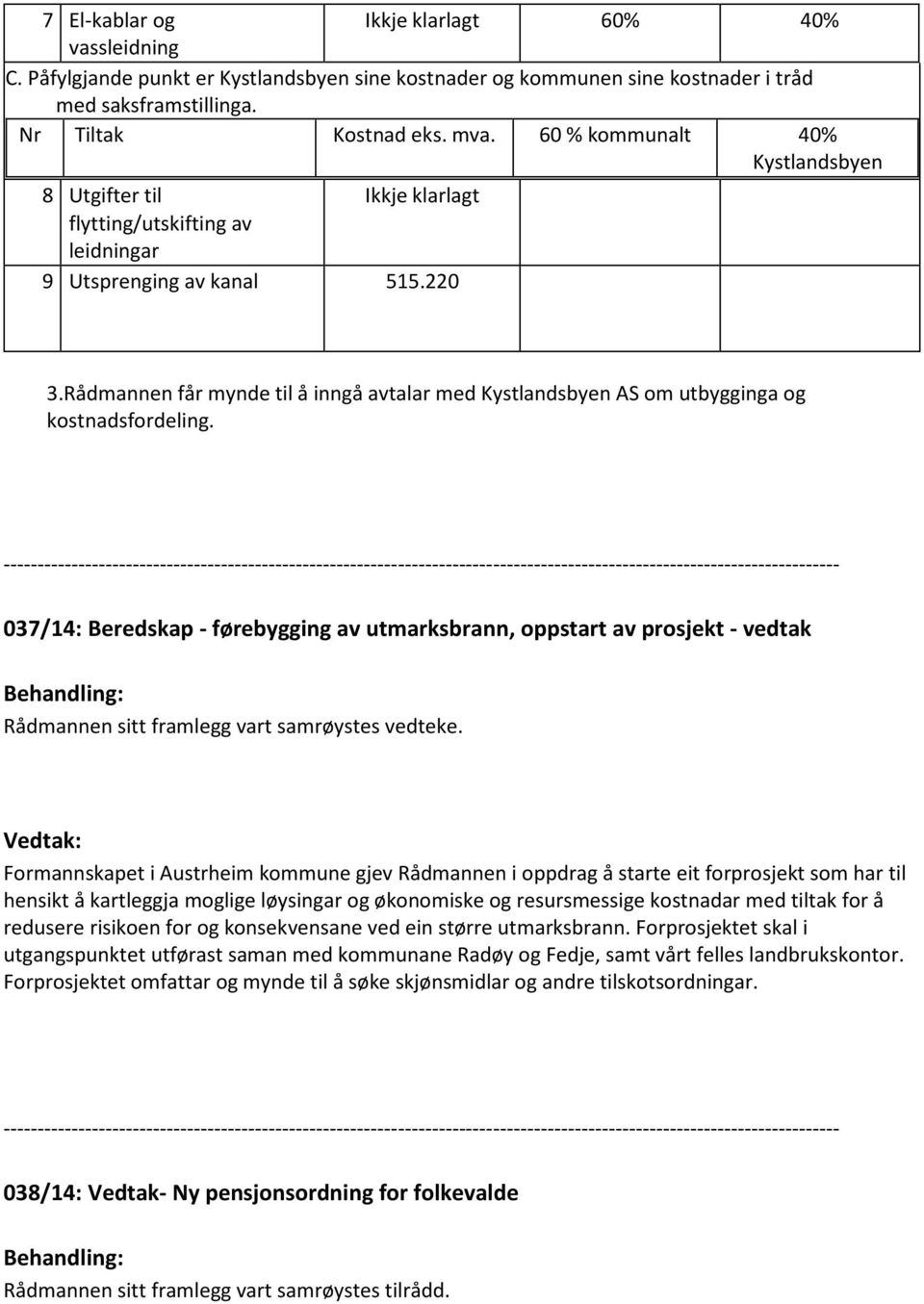 Rådmannen får mynde til å inngå avtalar med Kystlandsbyen AS om utbygginga og kostnadsfordeling.