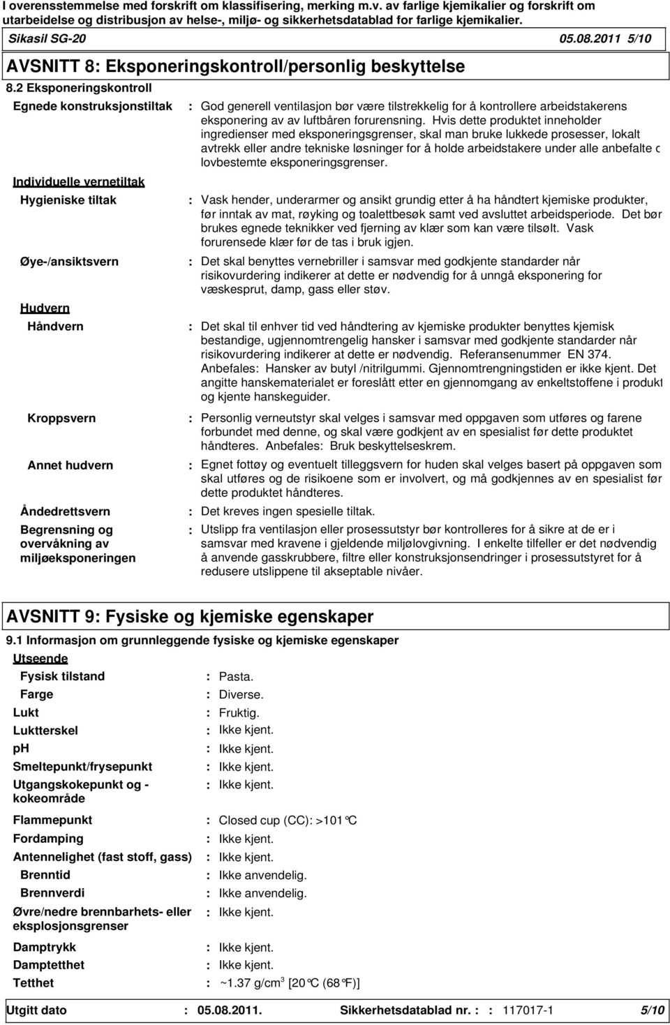 arbeidstakerens eksponering av av luftbåren forurensning.