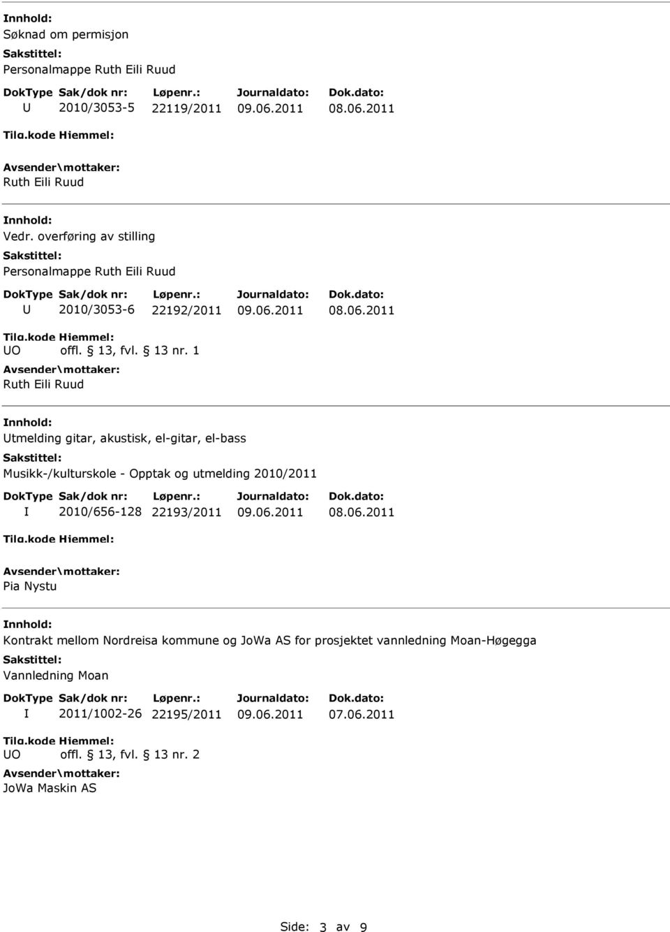 el-gitar, el-bass Musikk-/kulturskole - Opptak og utmelding 2010/2011 2010/656-128 22193/2011 Pia Nystu Kontrakt mellom