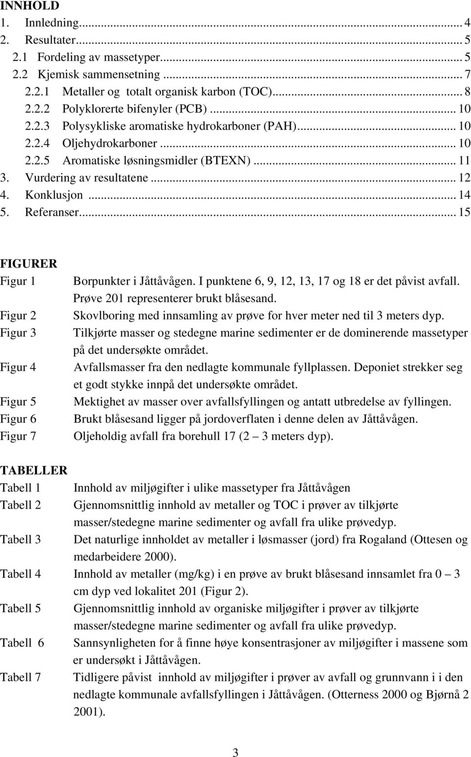 Referanser... 15 FIGURER Figur 1 Figur 2 Figur 3 Figur 4 Figur 5 Figur 6 Figur 7 Borpunkter i Jåttåvågen. I punktene 6, 9, 12, 13, 17 og 18 er det påvist avfall.