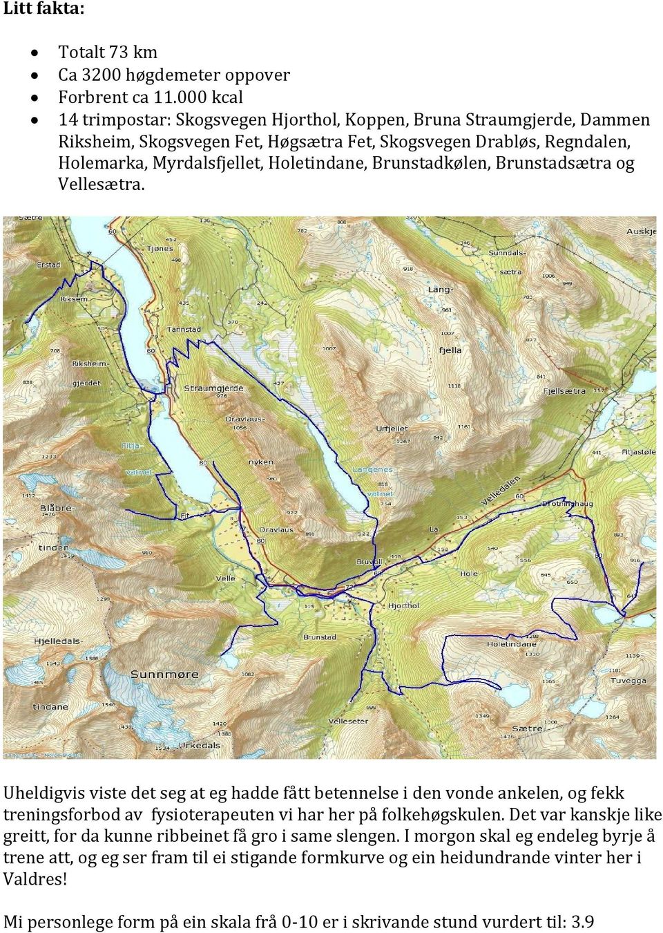 Holetindane, Brunstadkølen, Brunstadsætra og Vellesætra.