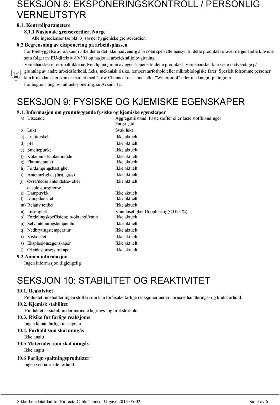 1. Kontrollparametere 8.