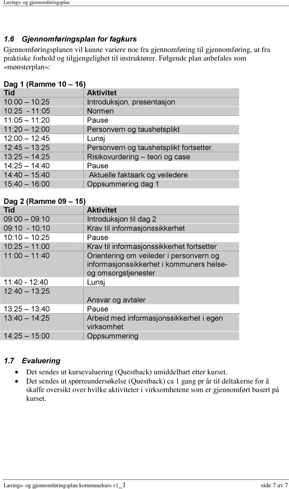 12:45 Lunsj 12:45 13:25 Personvern og taushetsplikt fortsetter.