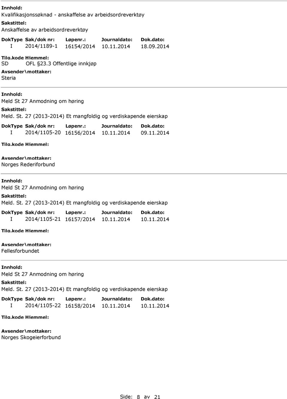 11.2014 Norges Rederiforbund nnhold: Meld St 