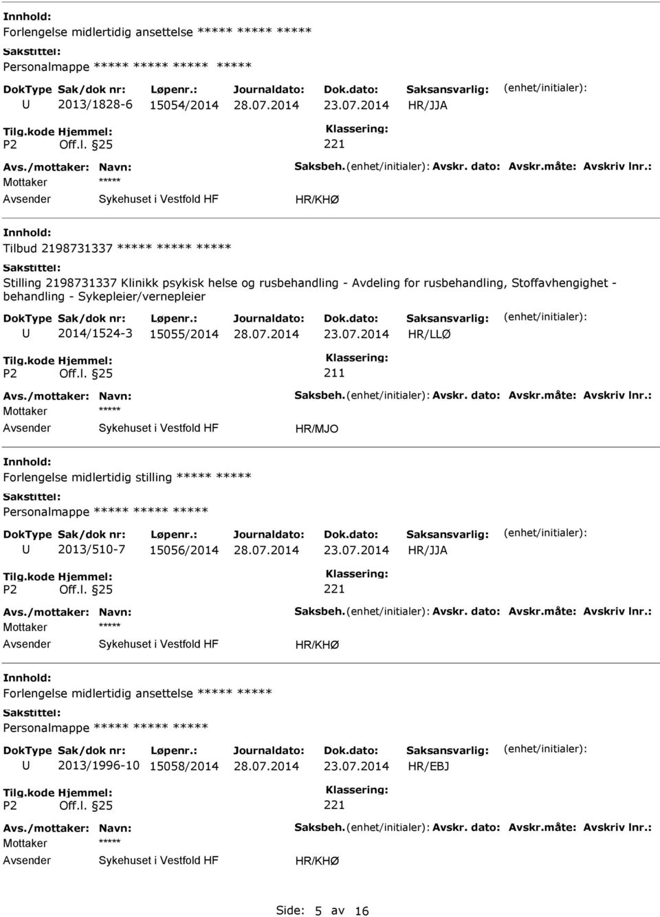 Stoffavhengighet - behandling - Sykepleier/vernepleier 2014/1524-3 15055/2014 HR/LLØ 211 Forlengelse