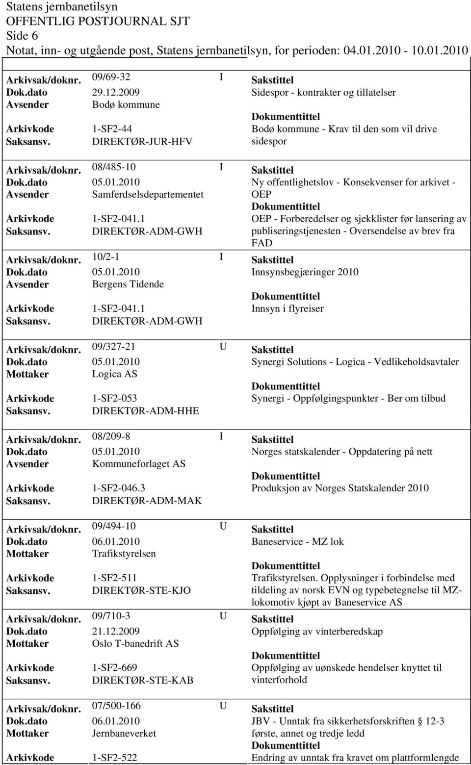 08/485-10 I Sakstittel Ny offentlighetslov - Konsekvenser for arkivet - Avsender Samferdselsdepartementet OEP OEP - Forberedelser og sjekklister før lansering av Saksansv.