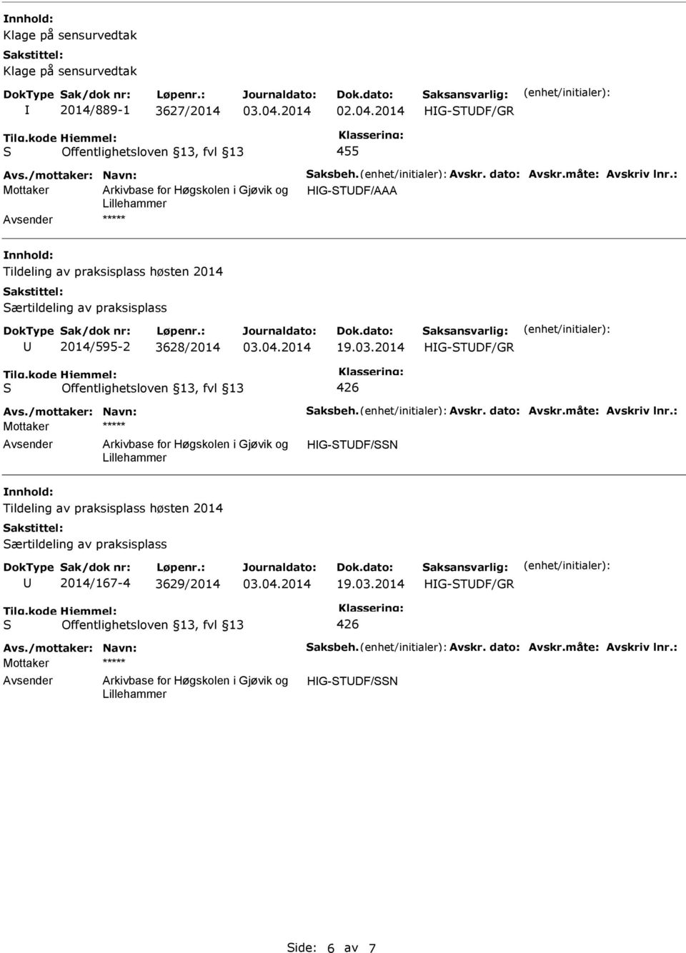 praksisplass 2014/595-2 3628/2014 19.03.