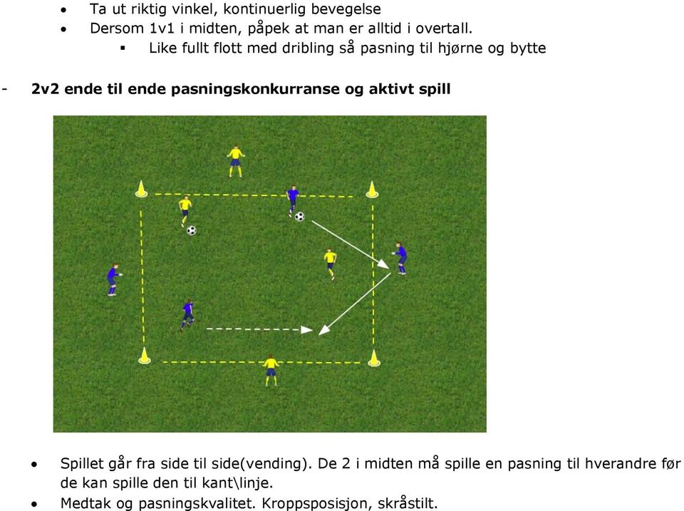 pasningskonkurranse og aktivt spill Spillet går fra side til side(vending).