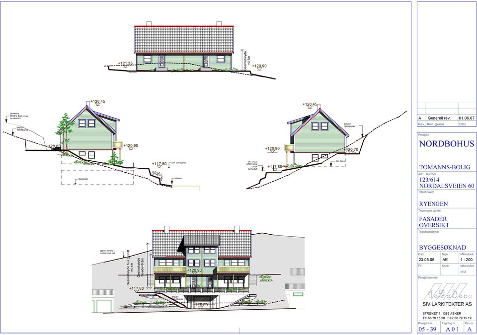 Gnr/Bnr NORDLSVEIEN 60 FSDER OVERSIKT oppriss terreng i tomtegrense bak hus gj.