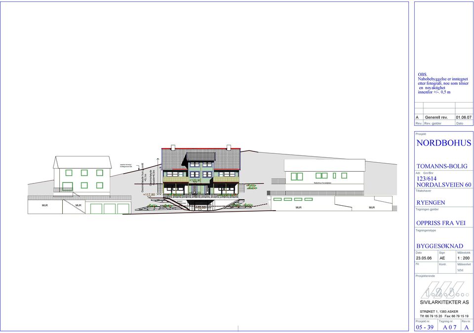 snitt =5,1m fasade=6,5m +118,20 Nabohus hovedplan TOMNNS-BOLIG dr.