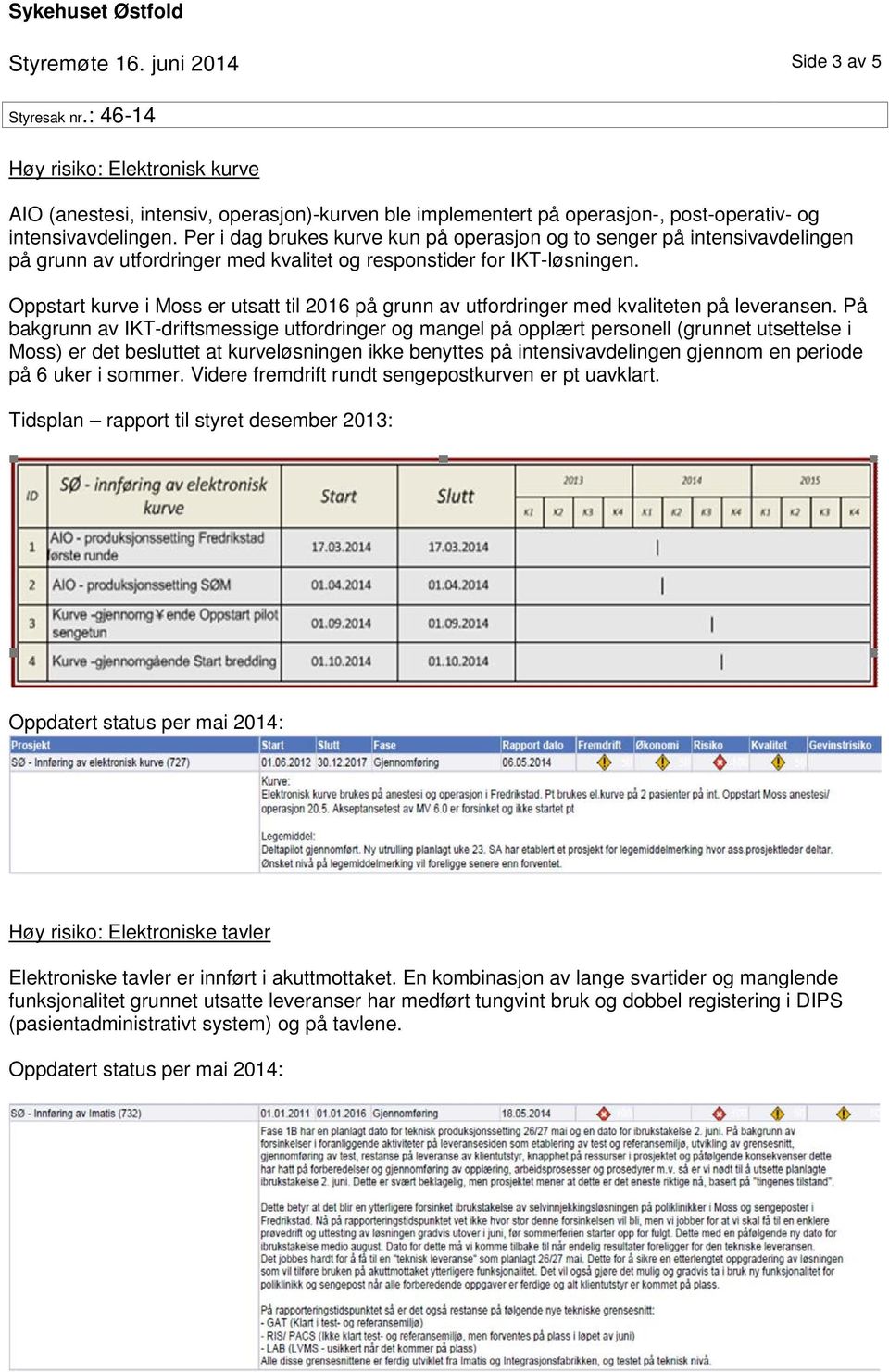 Oppstart kurve i Moss er utsatt til 2016 på grunn av utfordringer med kvaliteten på leveransen.