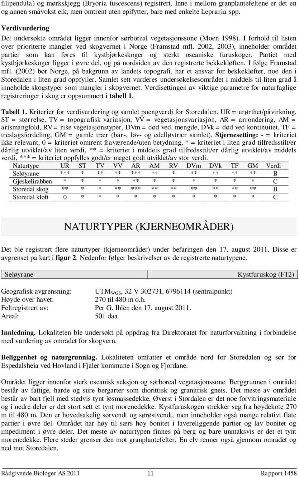 2002, 2003), inneholder området partier som kan føres til kystbjørkeskoger og sterkt oseaniske furuskoger.