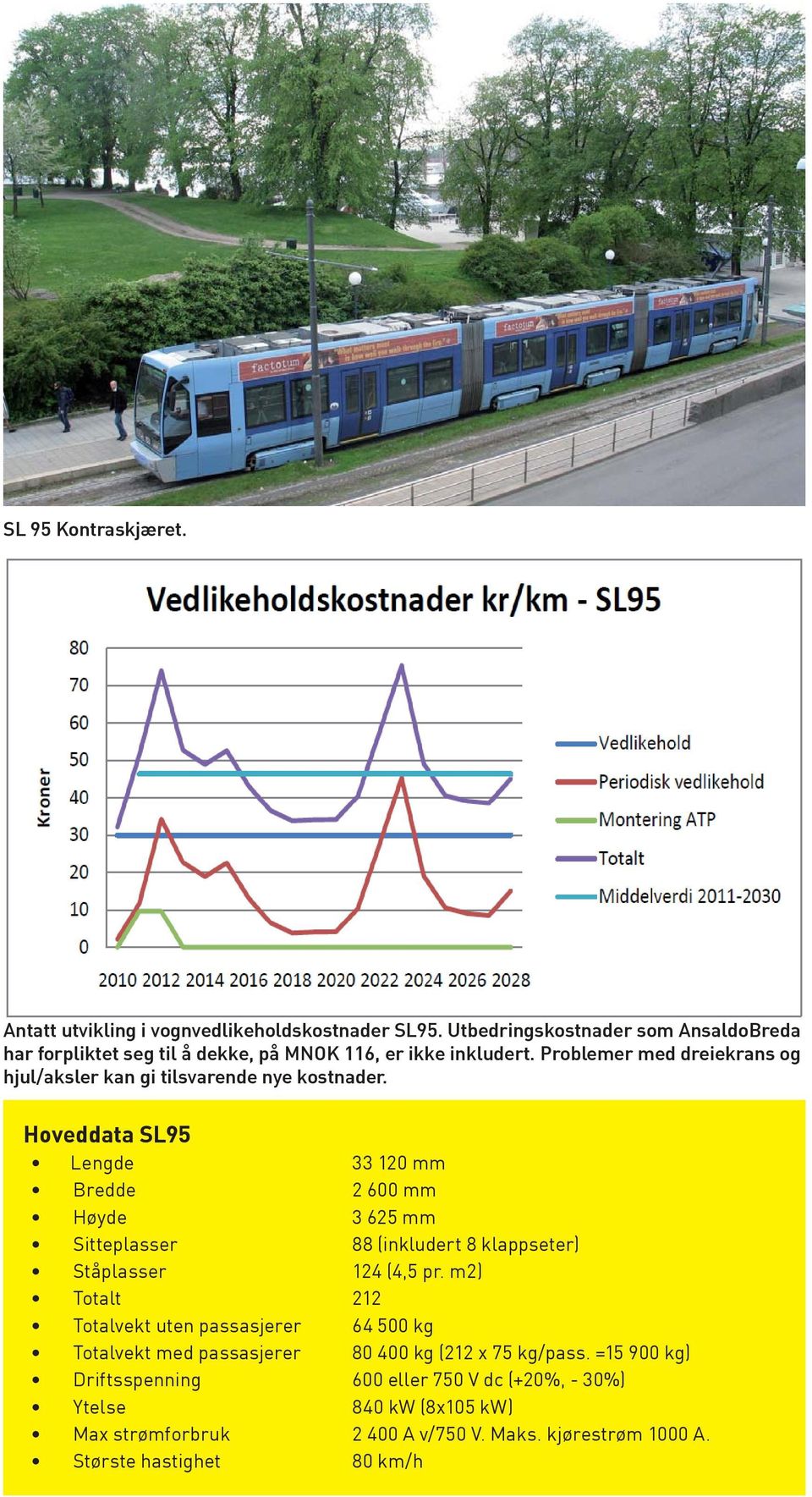 Problemer med dreiekrans og hjul/aksler kan gi tilsvarende nye kostnader.