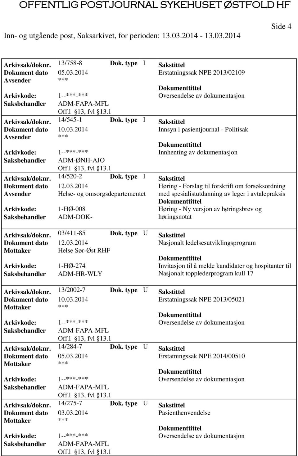 2014 Høring - Forslag til forskrift om forsøksordning Avsender Helse- og omsorgsdepartementet med spesialistutdanning av leger i avtalepraksis Arkivkode: 1-HØ-008 Høring - Ny versjon av høringsbrev