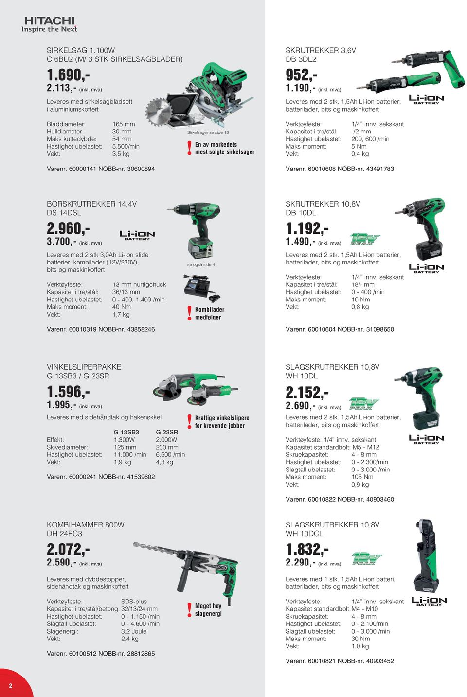 500/min 3,5 kg Sirkelsager se side 13 En av markedets mest solgte sirkelsager Kapasitet i tre/stål: 1/4 innv. sekskant -/2 mm 200, 600 /min 5 Nm 0,4 kg Varenr. 60000141 NOBB-nr. 30600894 Varenr.