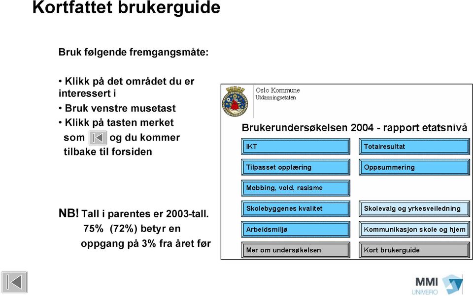 tasten merket som og du kommer tilbake til forsiden NB!